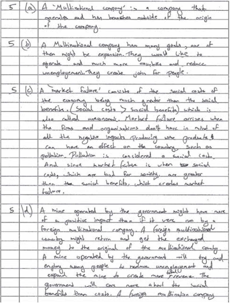 Example Candidate Responses (Standards Booklet)